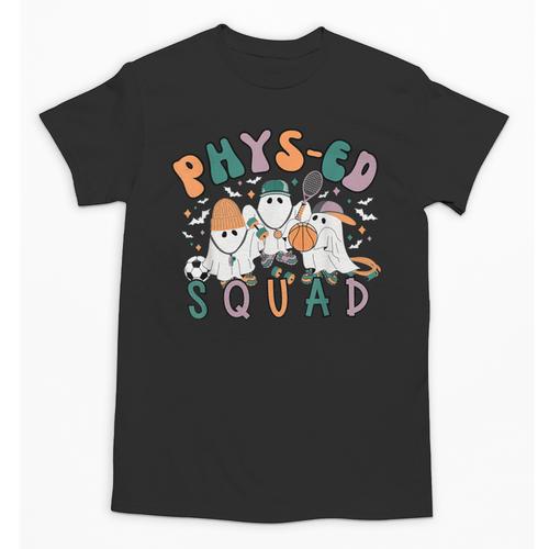Spooky Ghost PE Teacher Squad Physical Education Halloween Unisex T-Shirt - teacherstshirts.com DE
