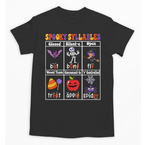 Spooky Syllables Teacher Halloween Educational Kids Unisex T-Shirt - teacherstshirts.com AU