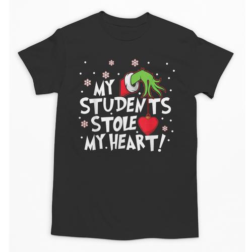 My Students Stole My Heart School Teacher Christmas Men Women Kids Unisex T-Shirt - teacherstshirts.com UK