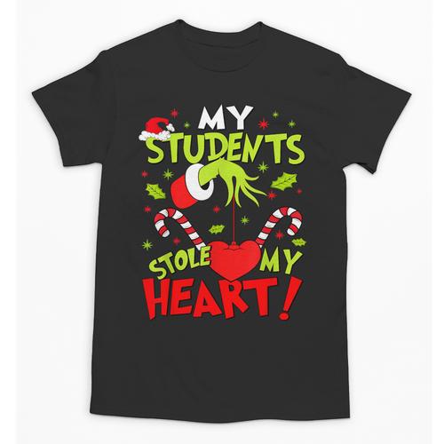 My Students Stole My Heart Teacher Holiday Merry Christmas Unisex T-Shirt - teacherstshirts.com CA