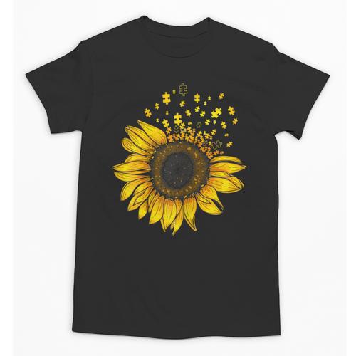 Sunflower Puzzle Pieces Autism Awareness For Mom Teacher For Women Unisex T-Shirt - teacherstshirts.com AU