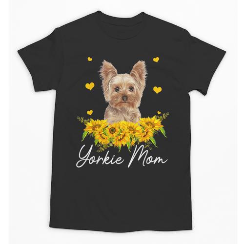 Sunflower Yorkie Mom Dog Lover Unisex T-Shirt - Bostonterriersmerch.com
