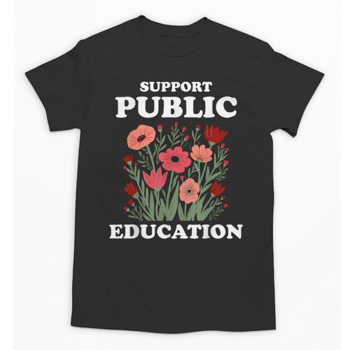Support Public Education Cute Floral Teacher Red For Ed Unisex T-Shirt - teacherstshirts.com AU
