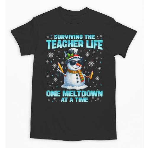 Surviving The Teacher Life Pjs Pajamas Christmas Xmas Teache Unisex T-Shirt - teacherstshirts.com CA