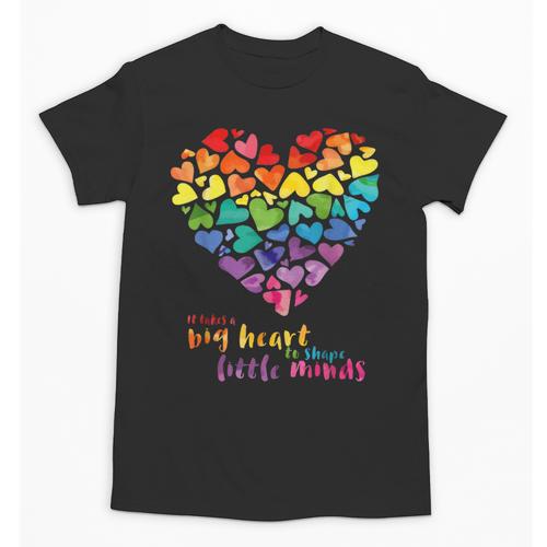 It Takes a Big Heart To Shape Little Minds Teacher Unisex T-Shirt - teacherstshirts.com