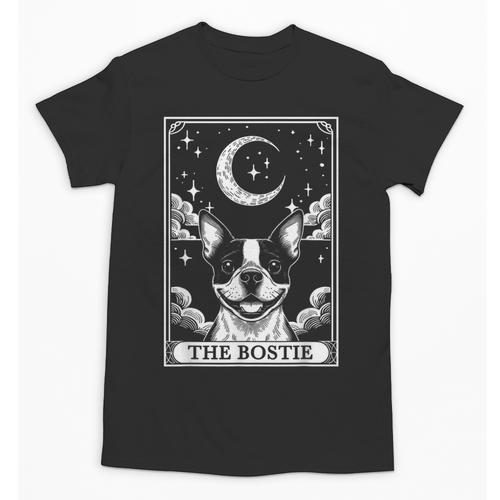Tarot Card Vintage Crescent Moon Boston Terrier Dog Mom Unisex T-Shirt - Bostonterriersmerch.com