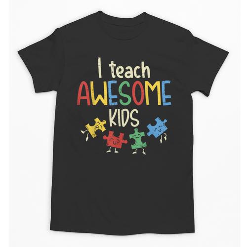 I Teach Awesome Kids Shirt Autism Special Education Teacher Unisex T-Shirt - teacherstshirts.com