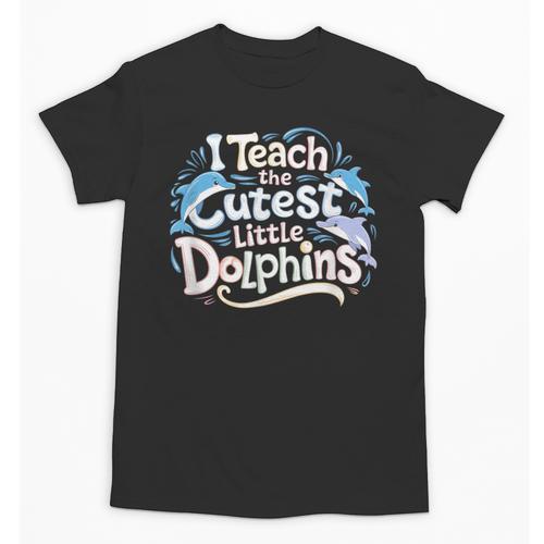 I Teach The Cutest Little Dolphins Cute Animal Teacher Unisex T-Shirt - teacherstshirts.com AU