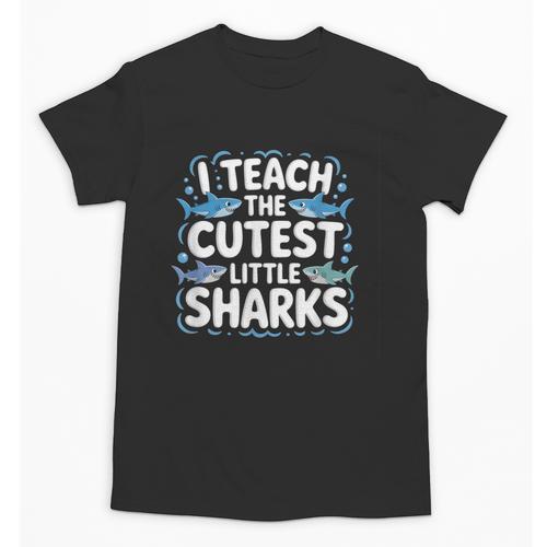 I Teach The Cutest Little Sharks Teacher School Unisex T-Shirt - teacherstshirts.com AU