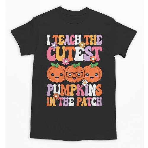 I Teach The Cutest Pumpkins Halloween Fall Teacher Women Unisex T-Shirt - teacherstshirts.com UK