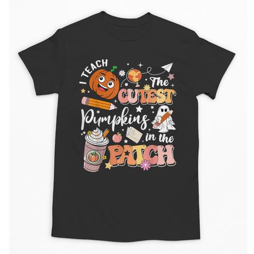 I Teach The Cutest Pumpkins In The Patch Halloween Teacher Unisex T-Shirt - teacherstshirts.com UK