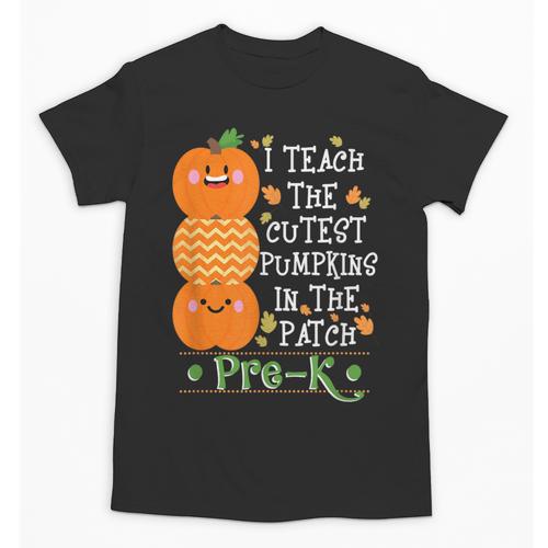 I Teach The Cutest Pumpkins In Patch Pre-K Halloween Teacher Unisex T-Shirt - teacherstshirts.com
