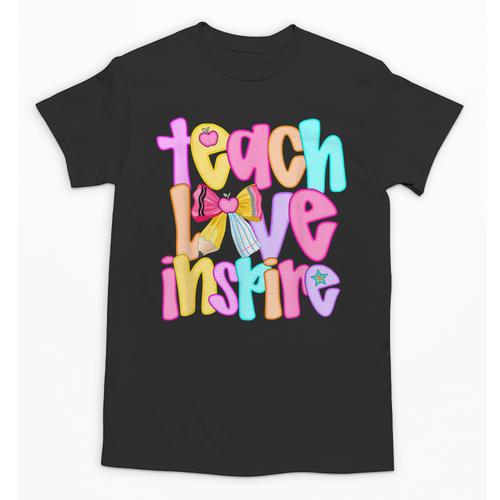 Teach Love Inspire Preppy Back To School Teacher Women Unisex T-Shirt - teacherstshirts.com UK