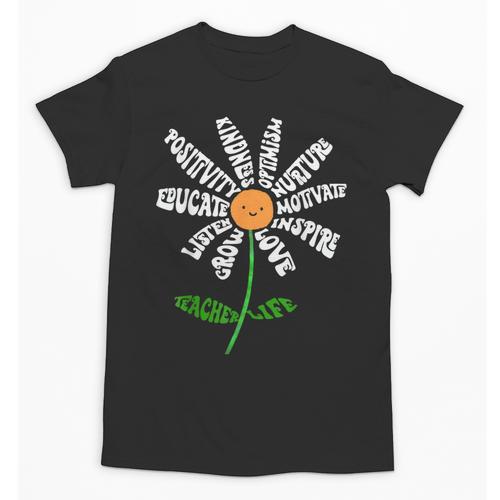 Teach Love Inspire Teachers Inspirational Flower Teachers Unisex T-Shirt - teacherstshirts.com UK