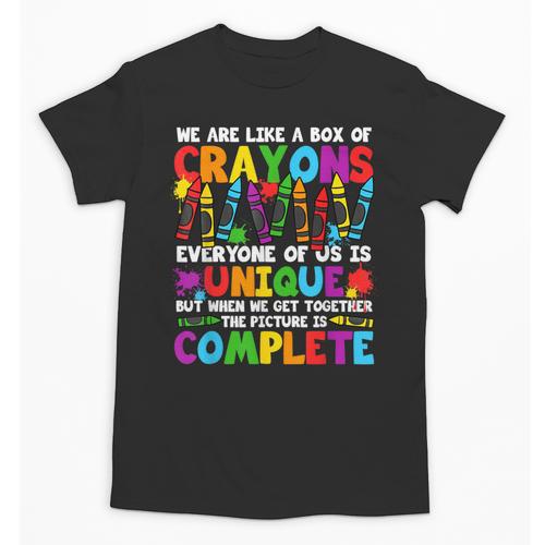 Teacher We Are Like A Box Of Crayons Back To School Unisex T-Shirt - teacherstshirts.com CA