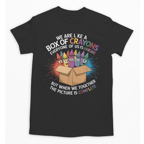 Teacher We Are Like a Box Of Crayons Unisex T-Shirt - teacherstshirts.com CA