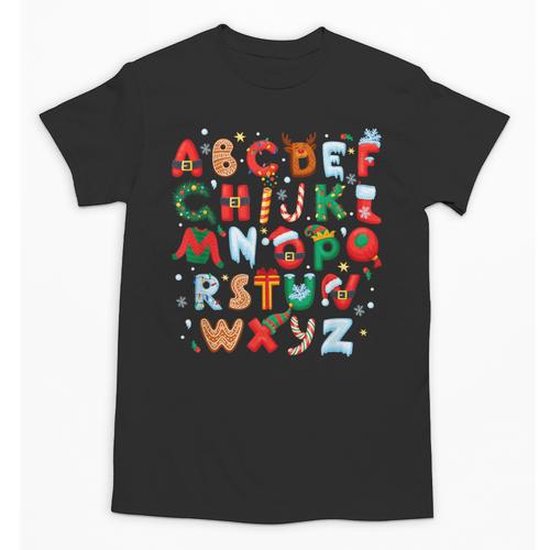 Teacher Christmas Alphabet Back To School Holiday Learning Unisex T-Shirt - teacherstshirts.com