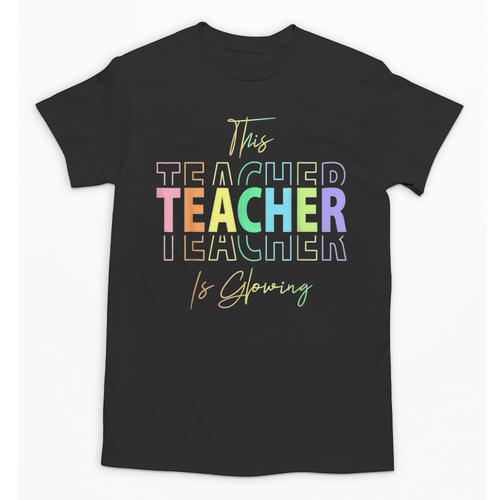 This Teacher Is Glowing Hello Summer End Of School Unisex T-Shirt - teacherstshirts.com DE