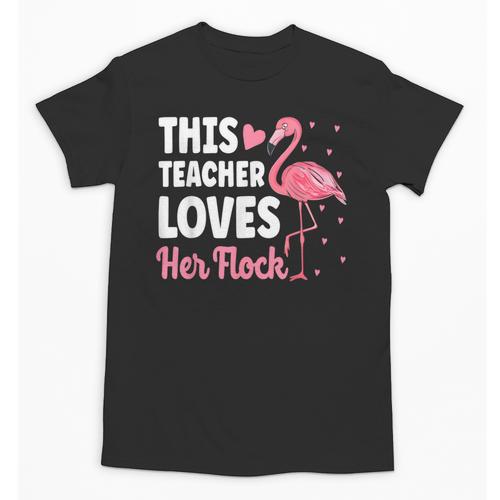 This Teacher Loves Her Flock Teaching Flamingo Girl Unisex T-Shirt - teacherstshirts.com