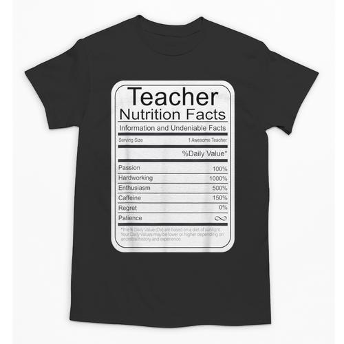 Teacher Nutrition Facts Teachers Nutritional Fact Unisex T-Shirt - teacherstshirts.com