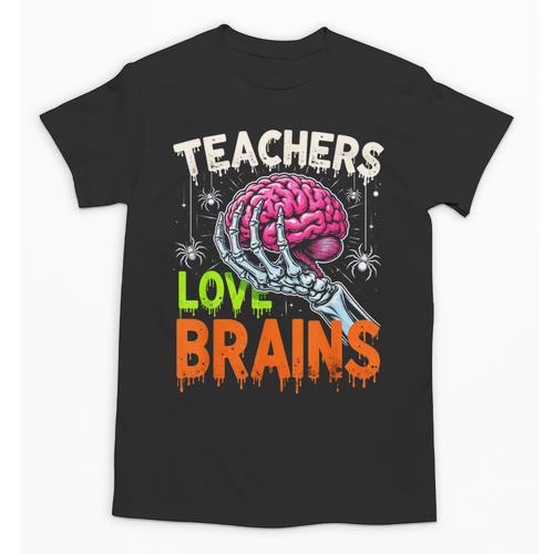 Teachers Love Brains Halloween 2025 Skeleton Costume Unisex T-Shirt - teacherstshirts.com DE