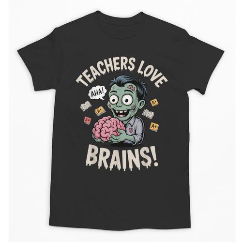 Teachers Love Brains Shirt Men Women Teacher Halloween Unisex T-Shirt - teacherstshirts.com