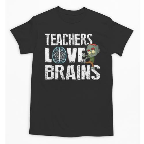 Teachers Love Brains Zombie Halloween Hilarious Unisex T-Shirt - teacherstshirts.com CA