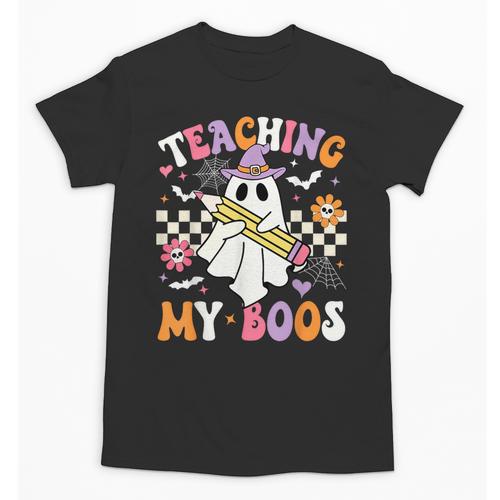 Teaching My Boos Ghost Teacher Cute Groovy Halloween Teacher Unisex T-Shirt - teacherstshirts.com UK