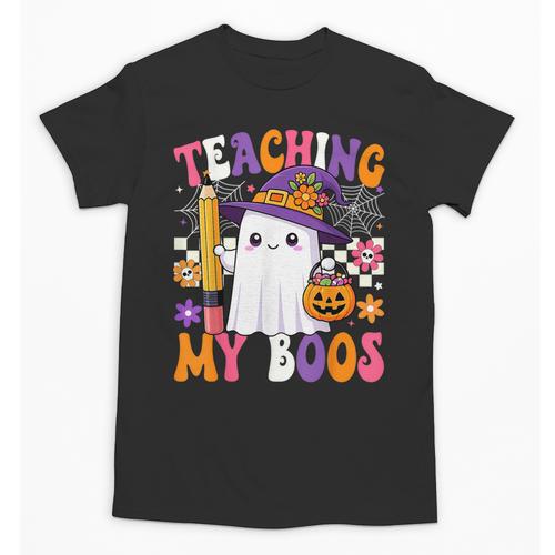 Teaching My Boos Ghost Teacher Cute Pencil Halloween Teacher Unisex T-Shirt - teacherstshirts.com CA