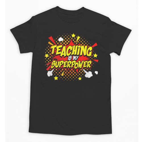 Teaching Is My Superpower Retro Comic Teacher Unisex T-Shirt - teacherstshirts.com