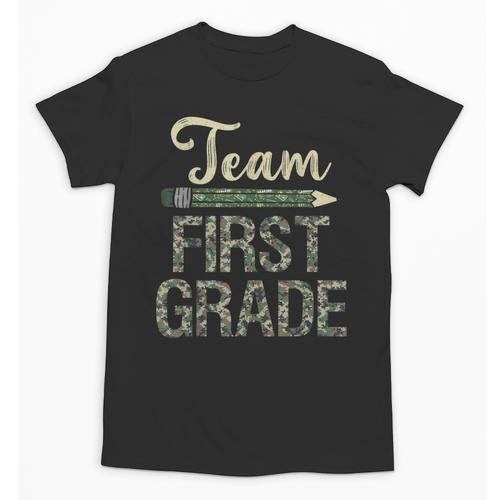 Team First Grade Camo 1st Grade Teacher Camouflage Unisex T-Shirt - teacherstshirts.com UK