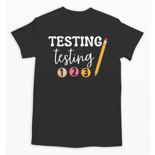 Testing Testing 123 Cute Math Teacher Student Test Day Men Women Girls Kids Unisex T-Shirt - teacherstshirts.com CA