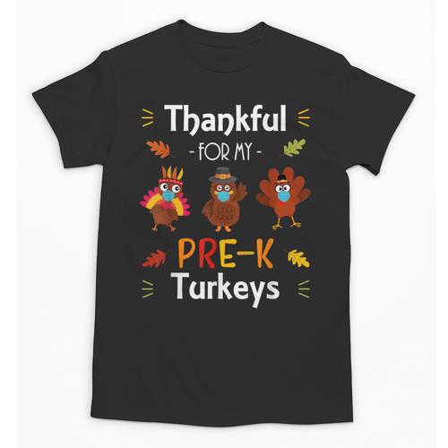 Thankful For My Prek Turkeys In Masks Thanksgiving Teacher For Men Women Unisex T-Shirt - teacherstshirts.com UK