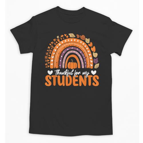 Thankful For My Students Teacher Thanksgiving School Fall Unisex T-Shirt - teacherstshirts.com UK