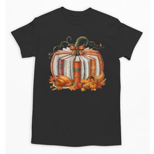 Thanksgiving Book Pumpkin Reading Teachers Fall Lovers Boys Unisex T-Shirt - teacherstshirts.com DE