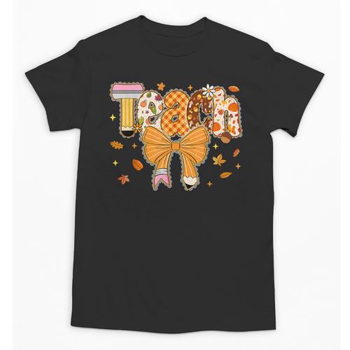 Thanksgiving Teacher Pencil Bow One Thankful Teacher Fall Unisex T-Shirt - teacherstshirts.com AU