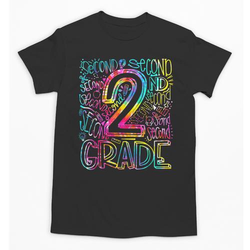 Tie Dye 2nd Grade Typography Team Second Grade Teacher Unisex T-Shirt - teacherstshirts.com DE
