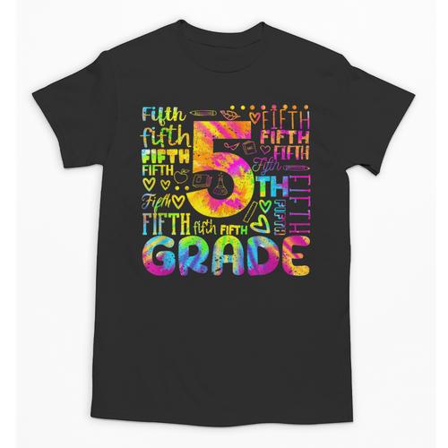 Tie Dye 5th Grade Typography Team Fifth Grade Teacher For Men Women Girls Kids Unisex T-Shirt - teacherstshirts.com UK