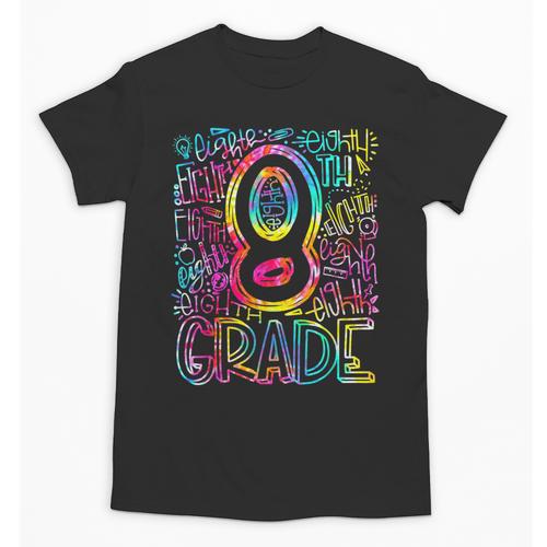 Tie Dye 8th Grade Typography Team Eighth Grade Teacher Unisex T-Shirt - teacherstshirts.com DE