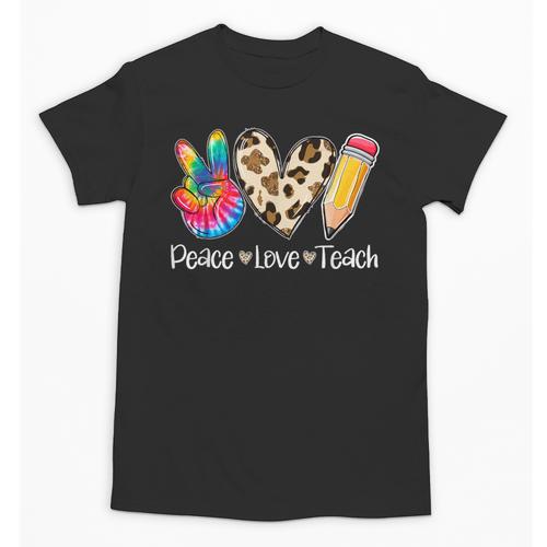 Tie Dye Hippie Peace Love Teach Teacher Appreciation Unisex T-Shirt - teacherstshirts.com CA