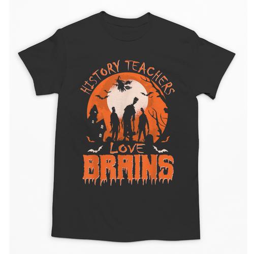 History Teachers Love Brains Halloween Teacher For Men Women Unisex T-Shirt - teacherstshirts.com DE