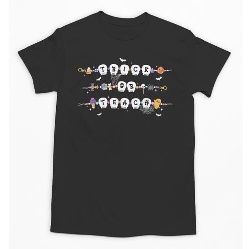 Trick Or Teach Spooky Teacher Happy Halloween Bracelet Unisex T-Shirt - teacherstshirts.com UK