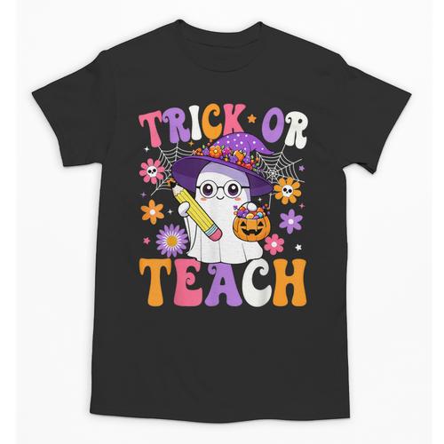 Trick Or Teach Teacher Ghost Teaching Fun Halloween Teacher Unisex T-Shirt - teacherstshirts.com DE