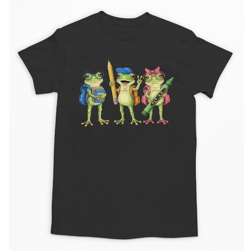 Trio Cute Frogs Welcome Back To School Teachers Girls Boys Unisex T-Shirt - teacherstshirts.com UK