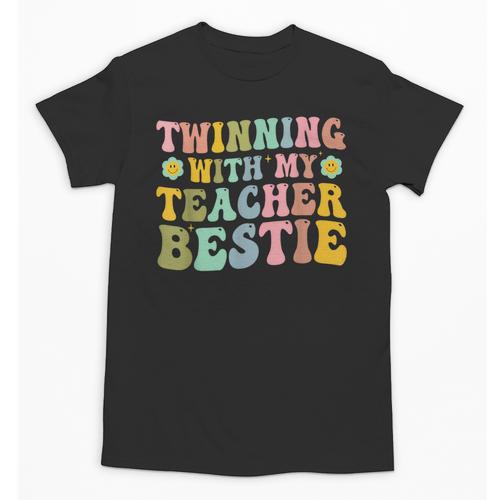Twinning With My Teacher Bestie Twin Day Matching Teachers For Men Women Girls Kids Unisex T-Shirt - teacherstshirts.com UK