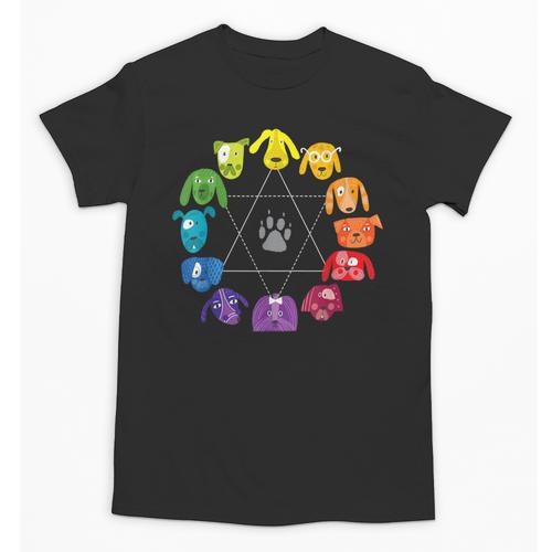 Unique For Artists By ADS Color Wheel Educational Art Teacher Dog Themed Artist Small Unisex T-Shirt - teacherstshirts.com UK
