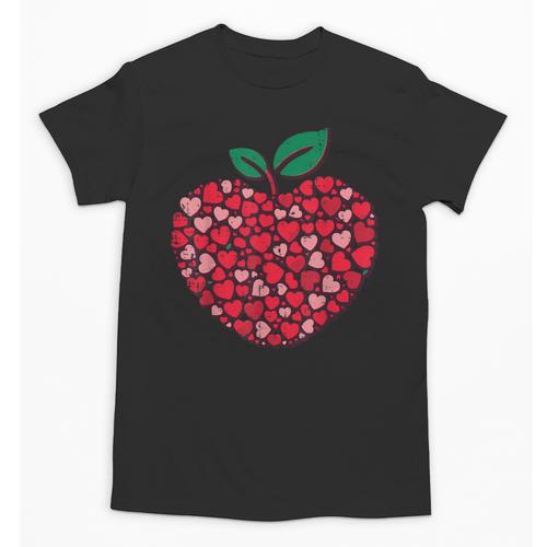 Valentines Day Teacher Hearts Apple Love Teach Women Men Unisex T-Shirt - teacherstshirts.com