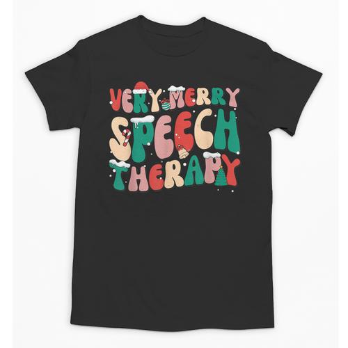 Verry Merry Speech Language Pathologist Teacher Christmas Unisex T-Shirt - teacherstshirts.com UK