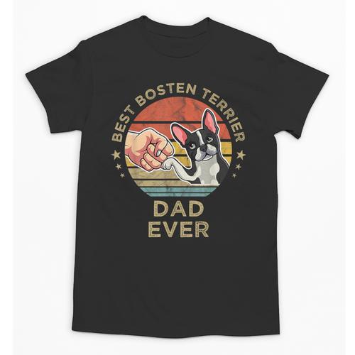 Vintage Best Boston Terrier Dad Ever Dog Father Father's Day Men Girls Kids Unisex T-Shirt - Bostonterriersmerch.com