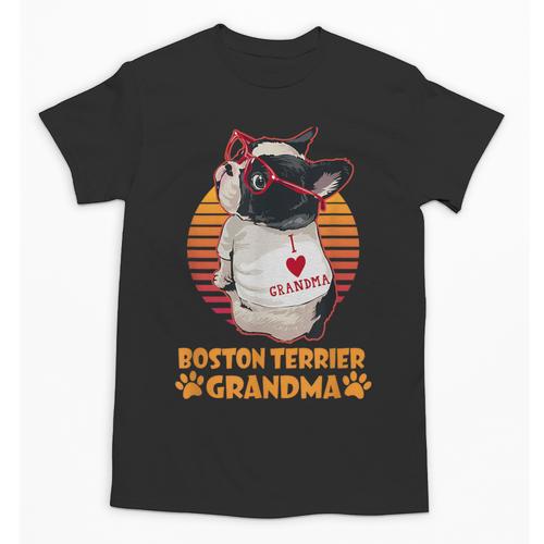 Vintage Boston Terrier Grandma Wear Sunglasses Dog Lover Men Women Girls Kids Unisex T-Shirt - Bostonterriersmerch.com